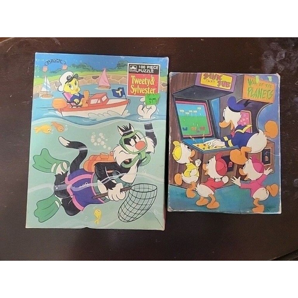 Vintage Whitman Puzzles Sylvester/Tweety (Complete) & Daffy Duck (1 missing)